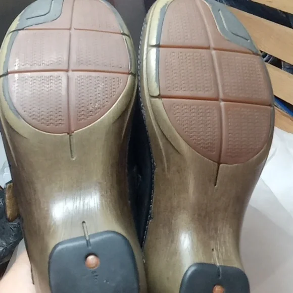 Structured  by clarks black leather embroidered clogs size 9.5 Y2k - Picture 6 of 7